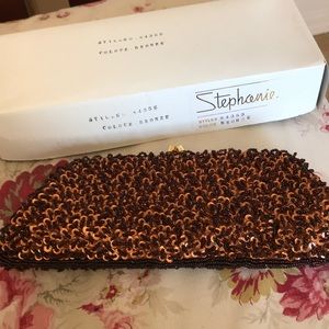 Beaded bronze clutch